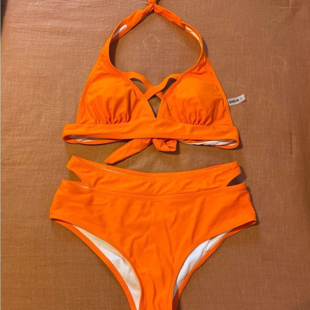 Orange Halter Bikini Set